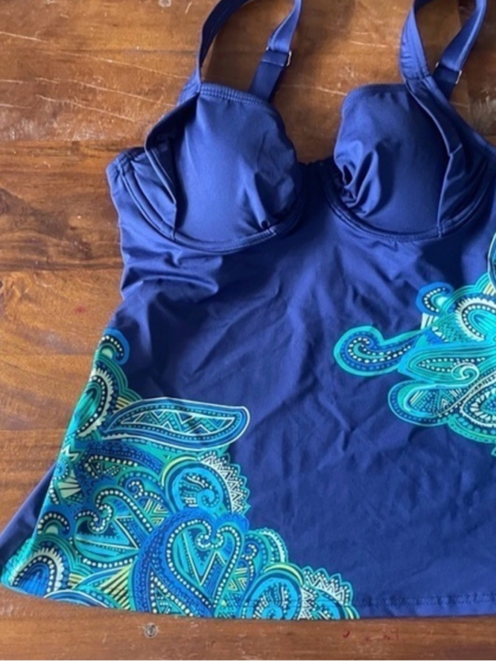 Title Nine bodacious blue‎ print tankini 32C NWT